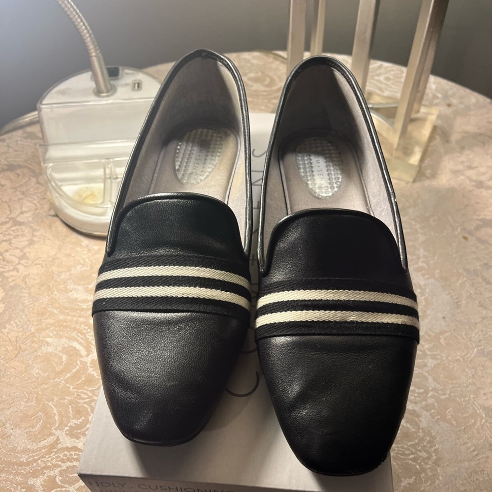 Black Leather Flats